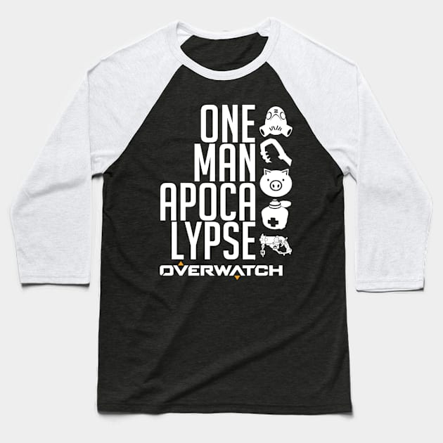 One Man Apocalypse Baseball T-Shirt by ThatPonyGuy